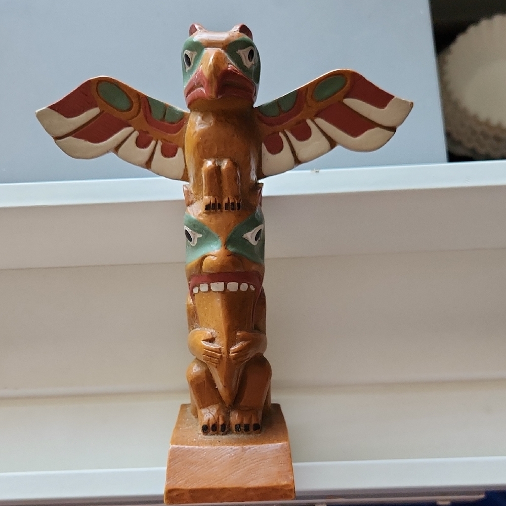 Handcrafted Solid Wood Totem Pole.